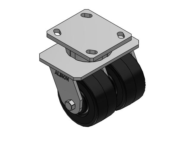 115 Series Top Plate Swivel Black tread on black enamel core Caster with 4 x 2 MR - Moldon Rubber (Cast Iron Core) Wheel