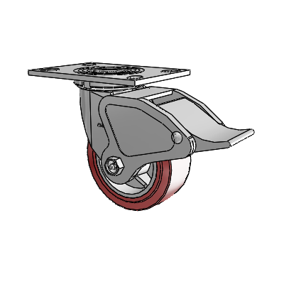 4 Series 2 Inch Wide Top Plate Swivel Caster Caster with 5 x 2 Polyurethane HI-TECH Wheel and Total Lock Brake