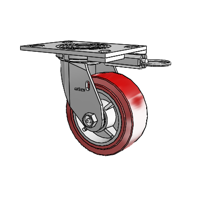 4 Series 2 Inch Wide Top Plate Swivel Caster Caster with 5 x 2 Polyurethane HI-TECH Wheel
