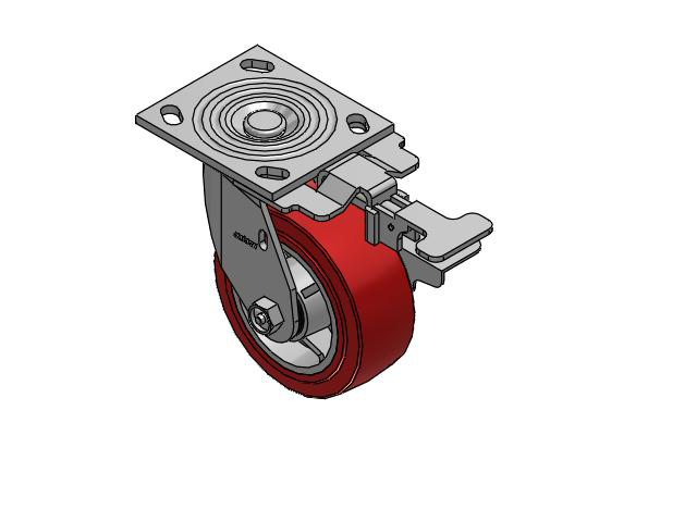 4 Series 2 Inch Wide Top Plate Swivel Caster Caster with 5 x 2 Polyurethane HI-TECH Wheel and Side Lock Brake