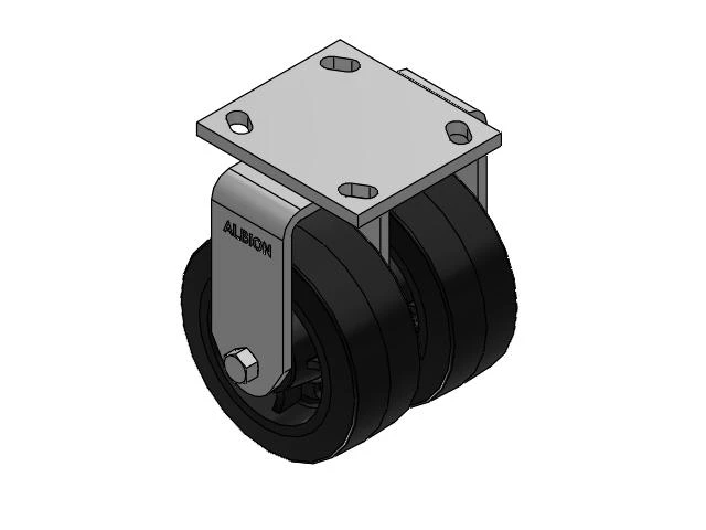 115 Series Top Plate Rigid Black tread on black enamel core Caster with 5 x 2 MR - Moldon Rubber (Cast Iron Core) Wheel