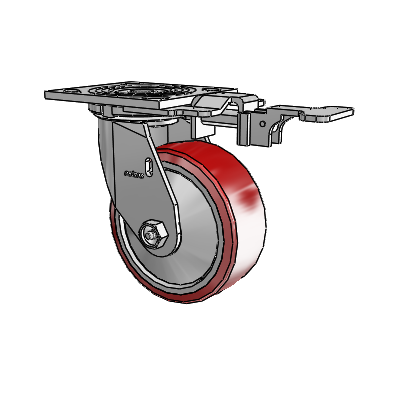 4 Series 2 Inch Wide Top Plate Swivel Caster Caster with 5 x 2 Moldon Polyurethane (Aluminum Core) Wheel