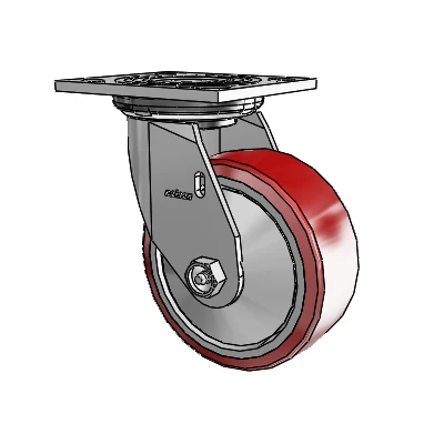 4 Series 2 Inch Wide Top Plate Swivel Caster Caster with 5 x 2 Moldon Polyurethane (Aluminum Core) Wheel