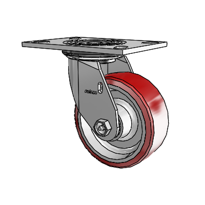 4 Series 2 Inch Wide Top Plate Swivel Caster Caster with 5 x 2 Moldon Polyurethane (Aluminum Core) Wheel