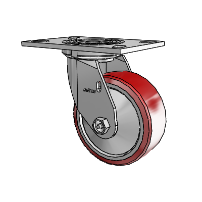 4 Series 2 Inch Wide Top Plate Swivel Caster Caster with 5 x 2 Moldon Polyurethane (Aluminum Core) Wheel