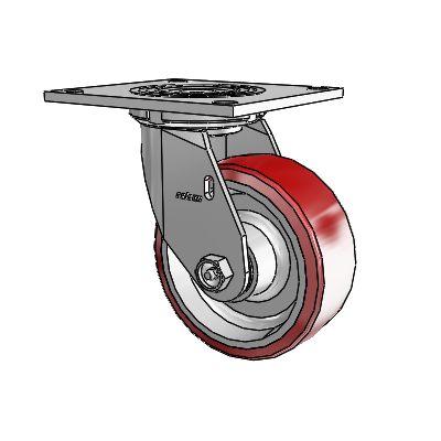 4 Series 2 Inch Wide Top Plate Swivel Caster Caster with 5 x 2 Moldon Polyurethane (Aluminum Core) Wheel