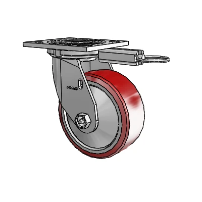 4 Series 2 Inch Wide Top Plate Swivel Caster Caster with 5 x 2 Moldon Polyurethane (Aluminum Core) Wheel