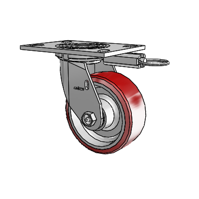4 Series 2 Inch Wide Top Plate Swivel Caster Caster with 5 x 2 Moldon Polyurethane (Aluminum Core) Wheel