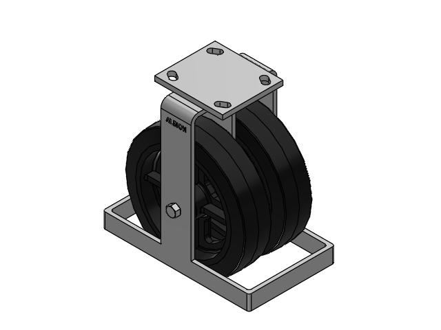 115 Series Top Plate Rigid Black tread on black enamel core Caster with 8 x 2 MR - Moldon Rubber (Cast Iron Core) Wheel