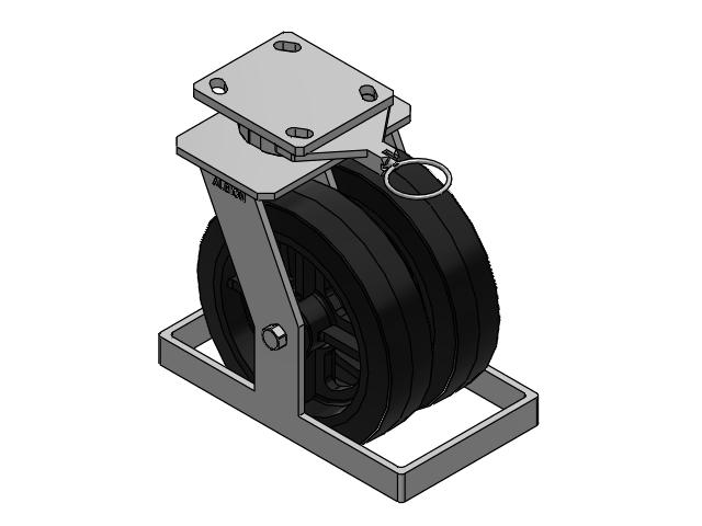 115 Series Top Plate Swivel Black tread on black enamel core Caster with 8 x 2 MR - Moldon Rubber (Cast Iron Core) Wheel
