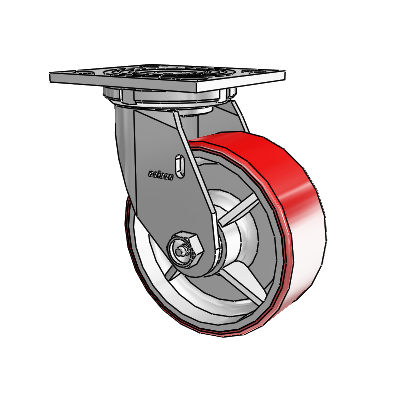 4 Series 2 Inch Wide Top Plate Swivel Caster Caster with 5 x 2 Moldon Polyurethane (Cast Iron Core) Wheel