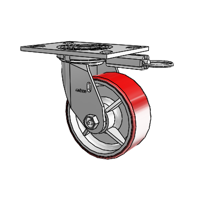 4 Series 2 Inch Wide Top Plate Swivel Caster Caster with 5 x 2 Moldon Polyurethane (Cast Iron Core) Wheel