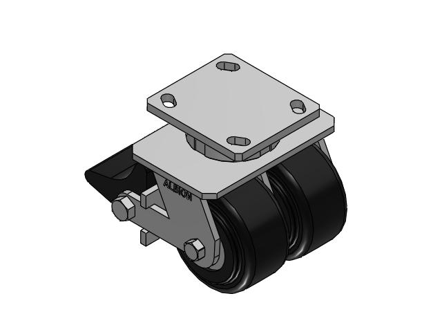 115 Series Top Plate Swivel Black Caster with 4 x 2 NX - Trionix High Impact Polymer Wheel and Poly Lock Integrated Brake