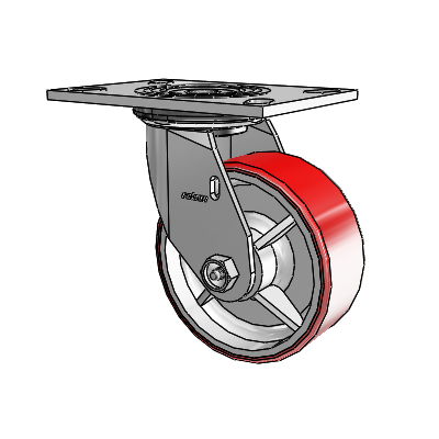 4 Series 2 Inch Wide Top Plate Swivel Caster Caster with 5 x 2 Moldon Polyurethane (Cast Iron Core) Wheel