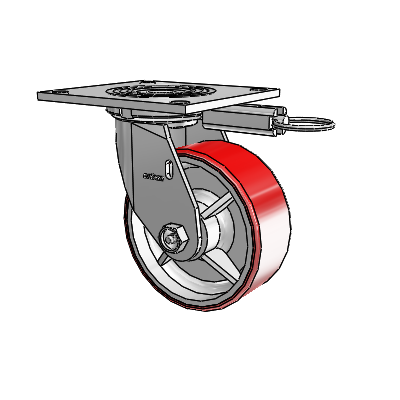 4 Series 2 Inch Wide Top Plate Swivel Caster Caster with 5 x 2 Moldon Polyurethane (Cast Iron Core) Wheel