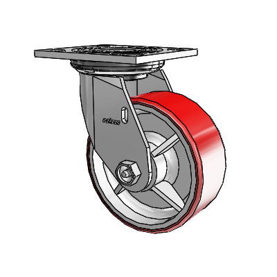 4 Series 2 Inch Wide Top Plate Swivel Caster Caster with 5 x 2 Moldon Polyurethane (Cast Iron Core) Wheel
