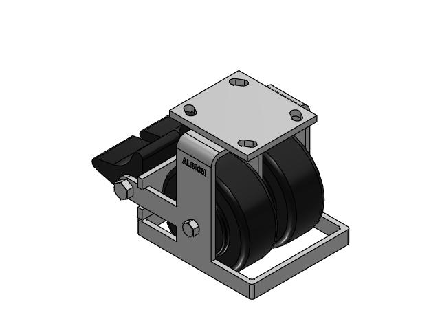 115 Series Top Plate Rigid Black Caster with 5 x 2 NX - Trionix High Impact Polymer Wheel and Poly Lock Integrated Brake