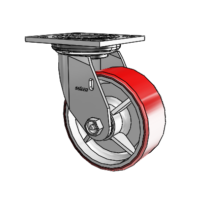 4 Series 2 Inch Wide Top Plate Swivel Caster Caster with 5 x 2 Moldon Polyurethane (Cast Iron Core) Wheel