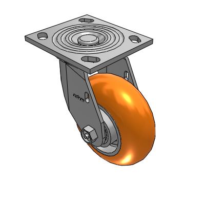 4 Series 2 Inch Wide Top Plate Swivel Caster with 5 x 2 CG Max Orange Wheel