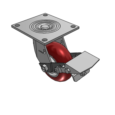 4 Series 2 Inch Wide Top Plate Swivel Caster with 5 x 2 CG Max Maroon Wheel and Tread Lock Brake