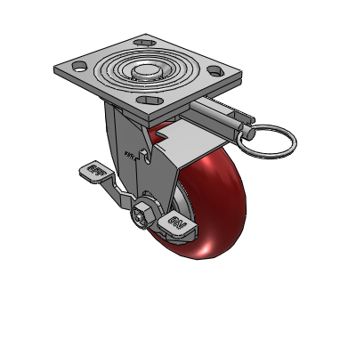 4 Series 2 Inch Wide Top Plate Swivel Caster with 5 x 2 CG Max Maroon Wheel and Top Lock Brake