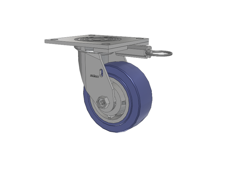 4 Series 2 Inch Wide Top Plate Swivel Caster with 5 x 2 HydroTech (Flat) Wheel