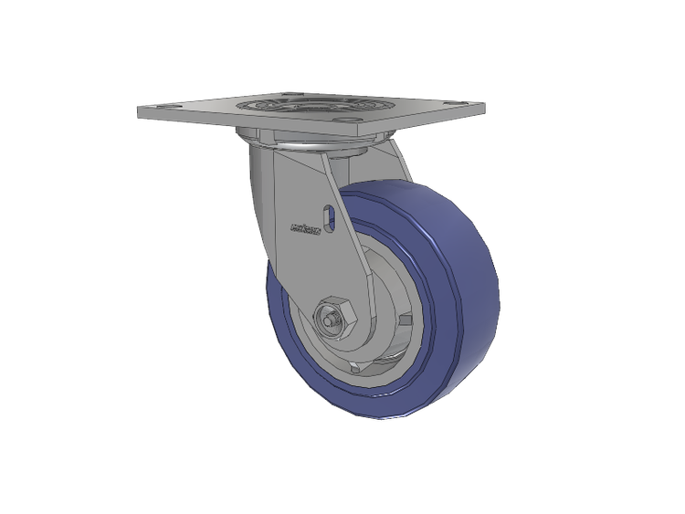 4 Series 2 Inch Wide Top Plate Swivel Caster with 5 x 2 HydroTech (Flat) Wheel