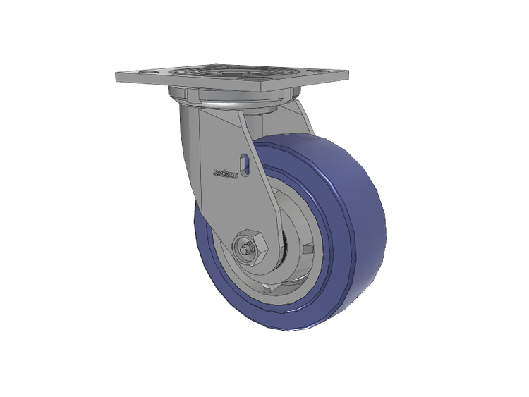 4 Series 2 Inch Wide Top Plate Swivel Caster with 5 x 2 HydroTech (Flat) Wheel