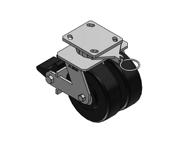 115 Series Top Plate Swivel Black Caster with 6 x 2 NX - Trionix High Impact Polymer Wheel and Poly Lock Integrated Brake