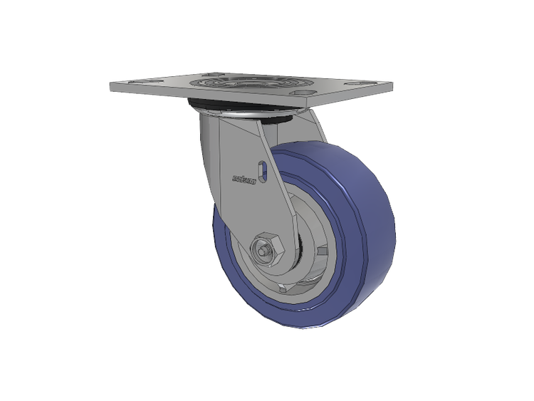 4 Series 2 Inch Wide Top Plate Swivel Caster with 5 x 2 HydroTech (Flat) Wheel