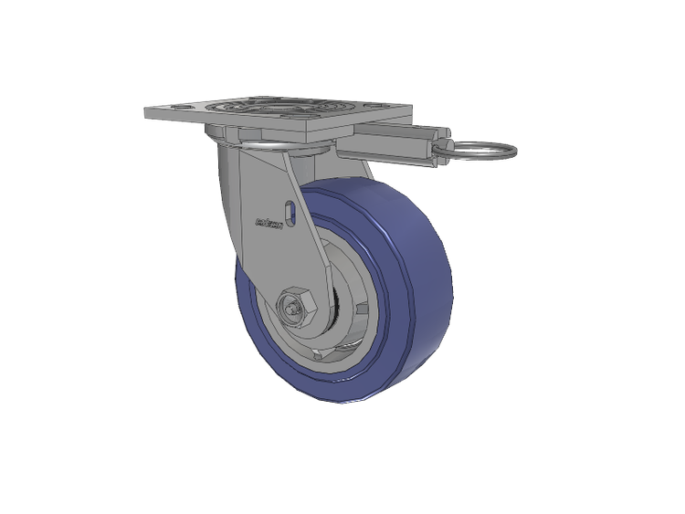 4 Series 2 Inch Wide Top Plate Swivel Caster with 5 x 2 HydroTech (Flat) Wheel