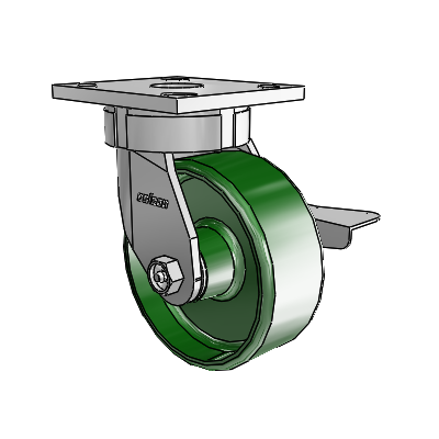 4 Series Kingpinless Casters Top Plate Swivel Caster with 5 x 2 Cast Iron wheel and Side Lock Brake