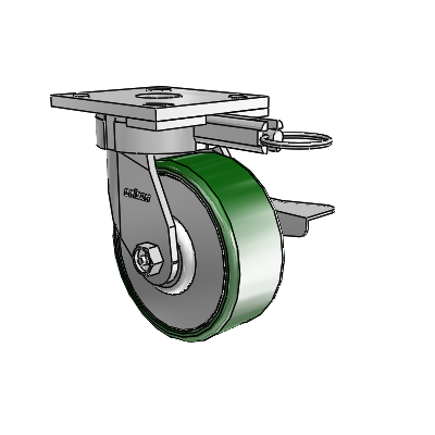4 Series Kingpinless Casters Top Plate Swivel Caster with 5 x 2 Cast Iron wheel and Side Lock Brake