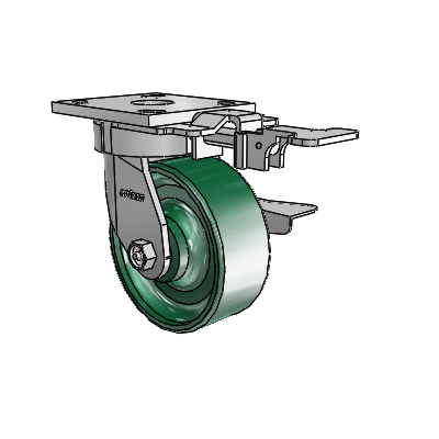 4 Series Kingpinless Casters Top Plate Swivel Caster with 5 x 2 Forged Steel wheel and Side Lock Brake