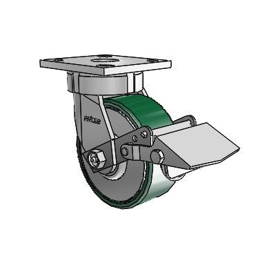 4 Series Kingpinless Casters Top Plate Swivel Caster with 5 x 2 Forged Steel wheel and Tread Lock Brake