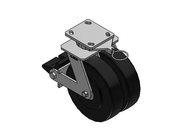 115 Series Top Plate Swivel Black Caster with 8 x 2 NX - Trionix High Impact Polymer Wheel and Poly Lock Integrated Brake