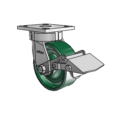 4 Series Kingpinless Casters Top Plate Swivel Caster with 5 x 2 Forged Steel wheel and Tread Lock Brake