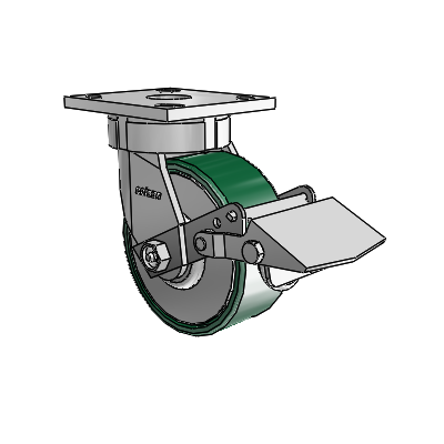 4 Series Kingpinless Casters Top Plate Swivel Caster with 5 x 2 Forged Steel wheel and Tread Lock Brake