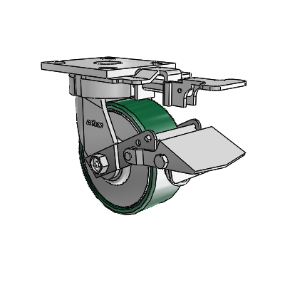 4 Series Kingpinless Casters Top Plate Swivel Caster with 5 x 2 Forged Steel wheel and Tread Lock Brake