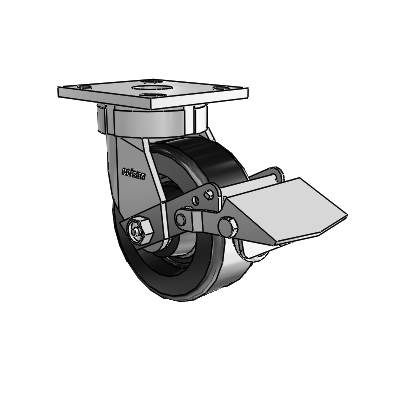 4 Series Kingpinless Casters Top Plate Swivel Caster with 5 x 2 Phenolic wheel and Tread Lock Brake