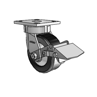 4 Series Kingpinless Casters Top Plate Swivel Caster with 5 x 2 Phenolic wheel and Tread Lock Brake