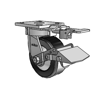 4 Series Kingpinless Casters Top Plate Swivel Caster with 5 x 2 Phenolic wheel and Tread Lock Brake