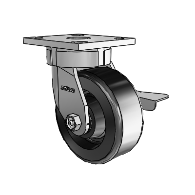 4 Series Kingpinless Casters Top Plate Swivel Caster with 5 x 2 Phenolic wheel and Side Lock Brake