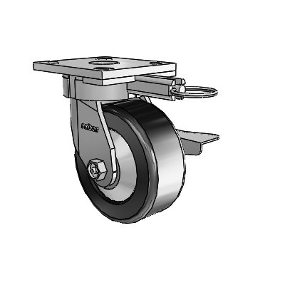 4 Series Kingpinless Casters Top Plate Swivel Caster with 5 x 2 Phenolic wheel and Side Lock Brake