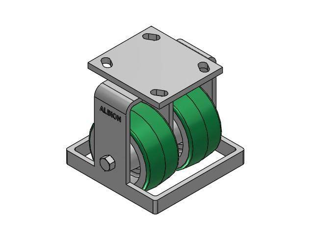 115 Series Top Plate Rigid Green tread on aluminum core Caster with 4 x 2 PD - Polyurethane (Aluminum Core) Wheel