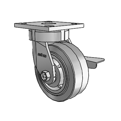 4 Series Kingpinless Casters Top Plate Swivel Caster with 5 x 2 Performa Rubber (Flat/Grey) wheel and Side Lock Brake