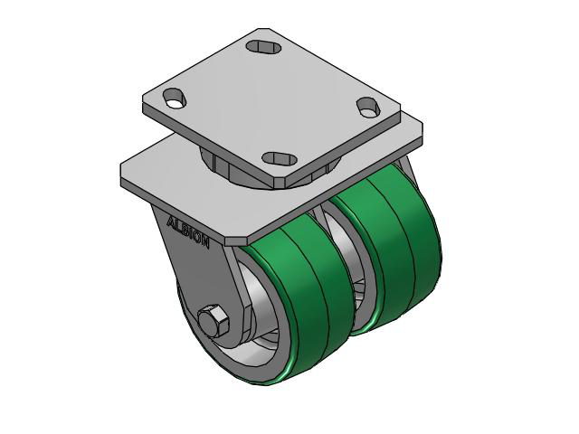 115 Series Top Plate Swivel Green tread on aluminum core Caster with 4 x 2 PD - Polyurethane (Aluminum Core) Wheel