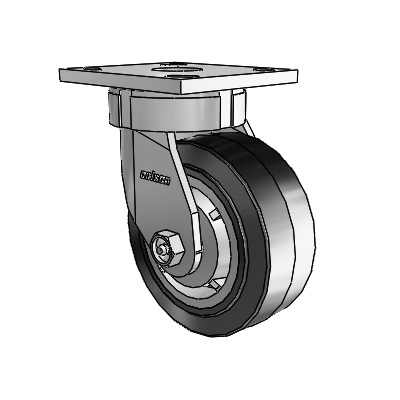 4 Series Kingpinless Casters Top Plate Swivel Caster with 5 x 2 Performa Rubber (Flat/Black) wheel