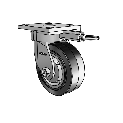 4 Series Kingpinless Casters Top Plate Swivel Caster with 5 x 2 Performa Rubber (Flat/Black) wheel