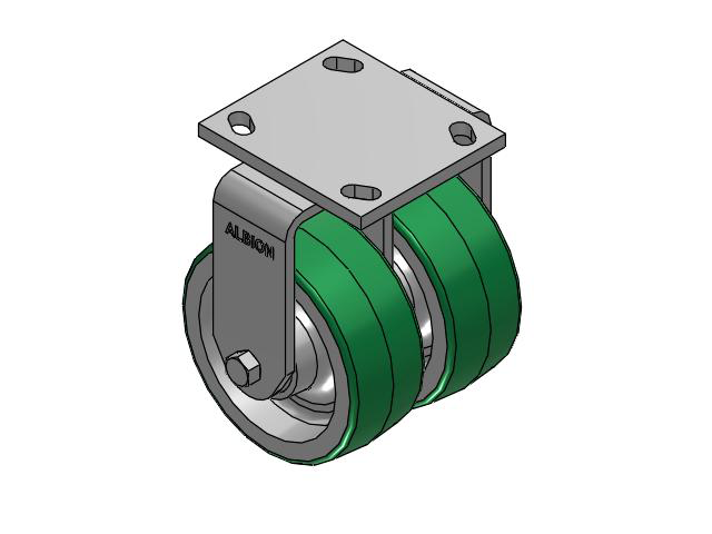 115 Series Top Plate Rigid Green tread on aluminum core Caster with 5 x 2 PD - Polyurethane (Aluminum Core) Wheel